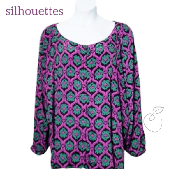 SILHOUETTES OVERSIZED BLOUSE SIZE 3X - Picture 3 of 16